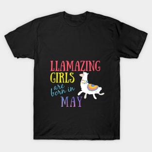 Llama Llamazing Girls Are Born In May Birthday Design T-Shirt